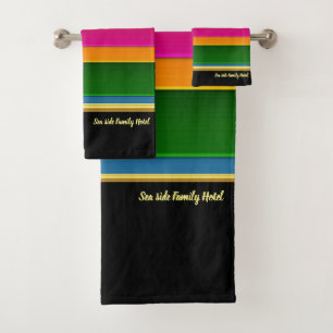 Romantic Modern Art Geometry rainbow stripes Bath Towel Set