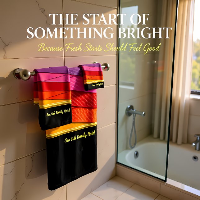 Romantic Modern Art Geometry -yellow orange pink Bath Towel Set (Creator Uploaded)