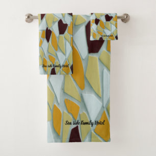 Romantic Modern Art Geometry -yellow orange white Bath Towel Set