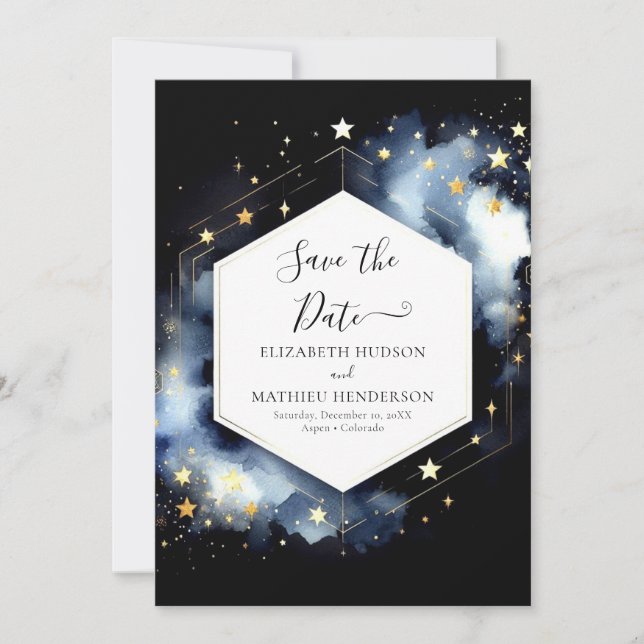 Romantic Modern Celestial Wedding Save The Date (Front)