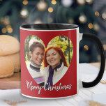 Romantic Modern Cute Heart Merry Christmas Photo Mug<br><div class="desc">Surprise someone special with this cute mug,  featuring a favourite photo within a love heart shaped 'frame'. Below the picture is the greeting 'Merry Christmas' in attractive script typography. Personalise the other side with your own message,  as a finishing touch to your unique holiday gift.</div>
