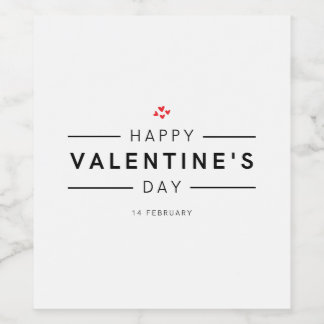 Romantic Modern February 14 Happy Valentine's Wine Label