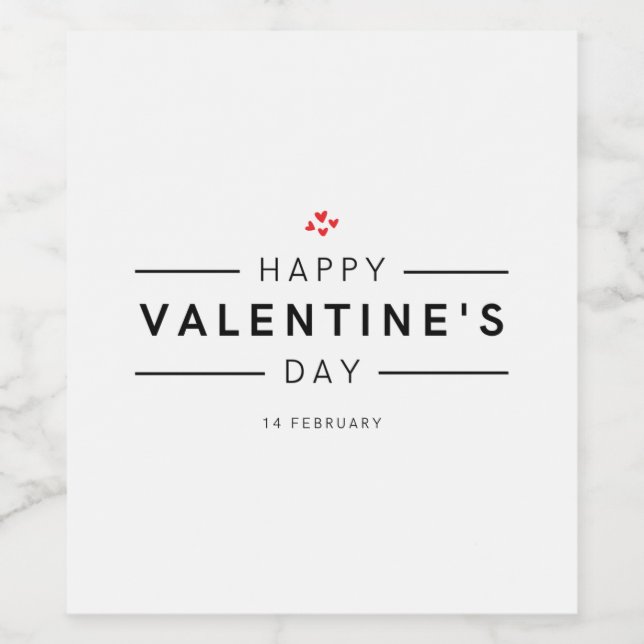 Romantic Modern February 14 Happy Valentine's Wine Label (Single Label)