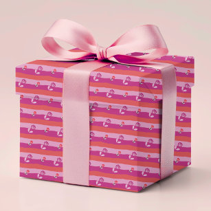 Romantic Modern Floral Pink Purple Red Wrapping Paper