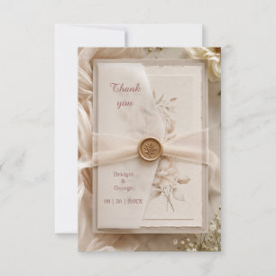 Romantic modern Vellum Wedding Wax Seal Thank You Card
