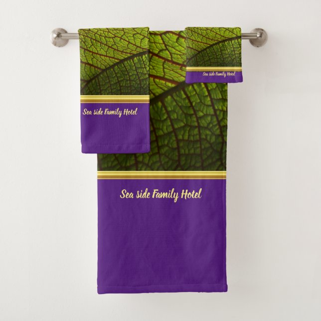 Romantic modern with gold foil leaf bath towel set (Insitu)