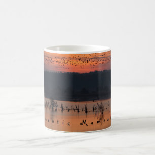 Romantic moments Birds at sunrise photo with text Coffee Mug