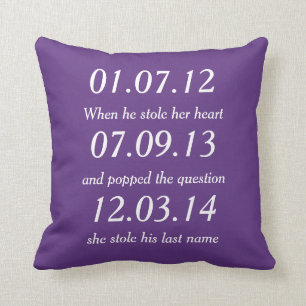 Romantic Moments Personalised Dates Custom Wedding Cushion