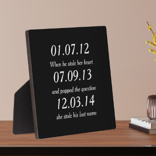 Romantic Moments Personalised Dates Custom Wedding Plaque
