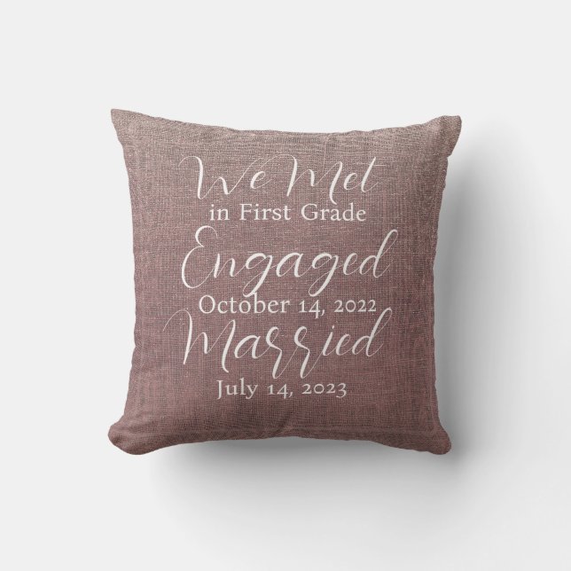 Romantic Moments Rose Gold Dates Throw Pillow (Front)