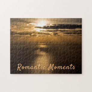 Romantic moments sunset ocean photo with text jigsaw puzzle