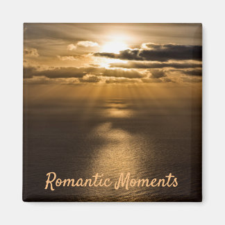 Romantic moments sunset ocean photo with text magnet