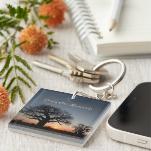 Romantic Moments Sunset Sacred Baobabs photo text  Key Ring