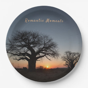 Romantic Moments Sunset Sacred Baobabs photo text Paper Plate