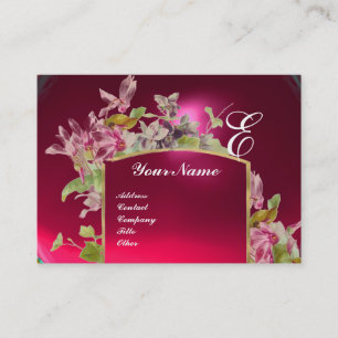 ROMANTIC MONOGRAM,Cyclamens pink green white Business Card