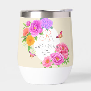 Romantic Monogram Peonies Garden Beige