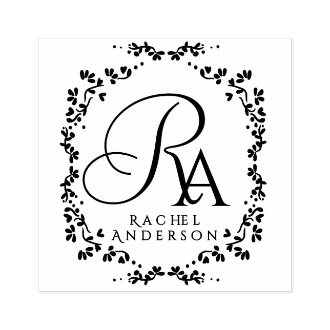 Romantic Monogram Rubber Stamp (Imprint)