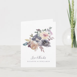 Romantic Moody Floral Wedding Love Thanks Custom Thank You Card