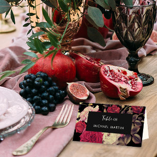 Romantic Moody Floral Wedding Table Place Card