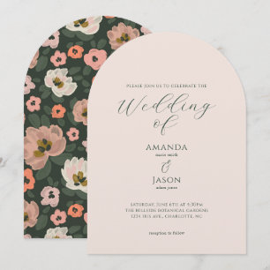 Romantic moody painted floral garden party wedding invitation