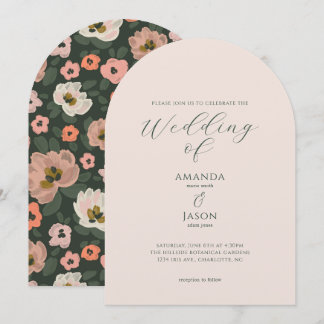 Romantic moody painted floral garden party wedding invitation