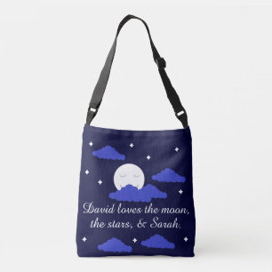 Romantic Moon with Stars: Crossbody Bag