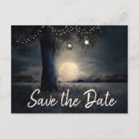Romantic Moonlight and Lantern Trees Save the Date