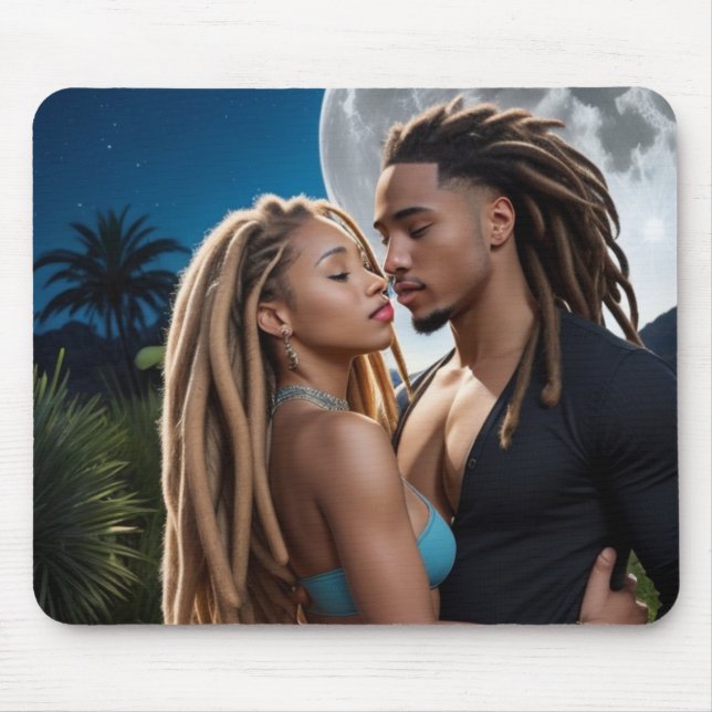 Romantic Moonlight Couple Art Mousepad (Front)