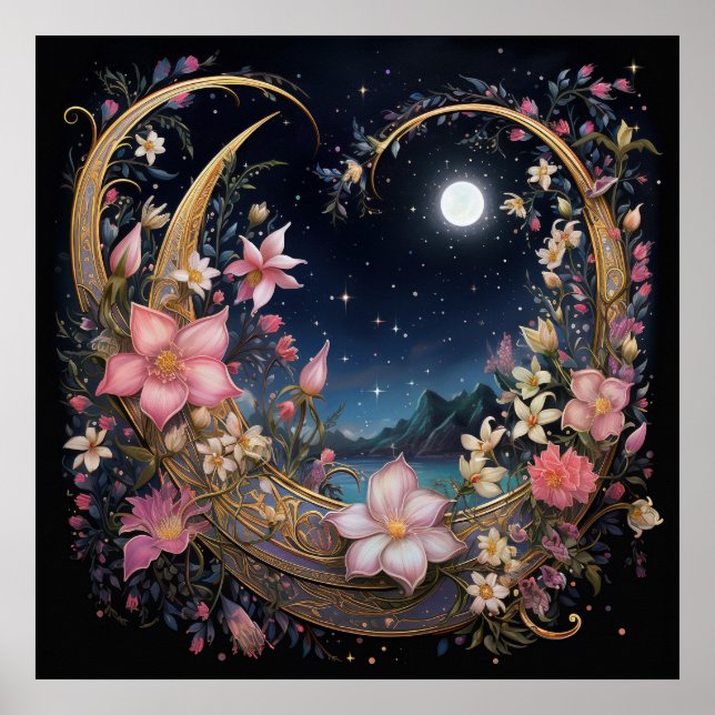 Romantic Moonlight Garden Poster (Front)