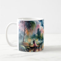 Romantic Moonlight Watercolor Night Scene