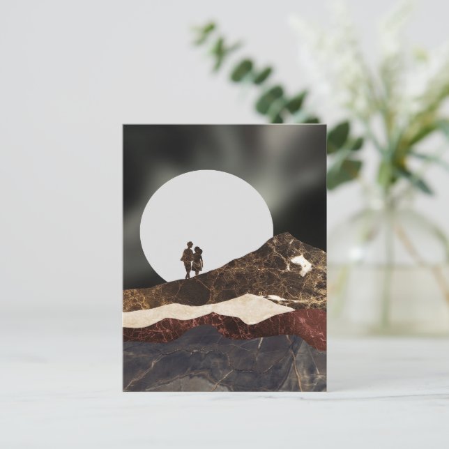 Romantic Moonlit Marble Landscape Postcard (Standing Front)