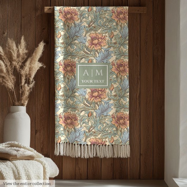 Romantic Morris style pastel colours throw blanket (Romantic Morris style pastel colors throw blanket)