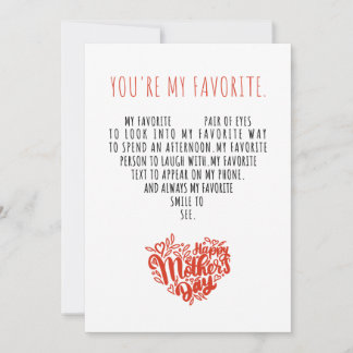 Romantic Mother Day for Mum Holiday Card