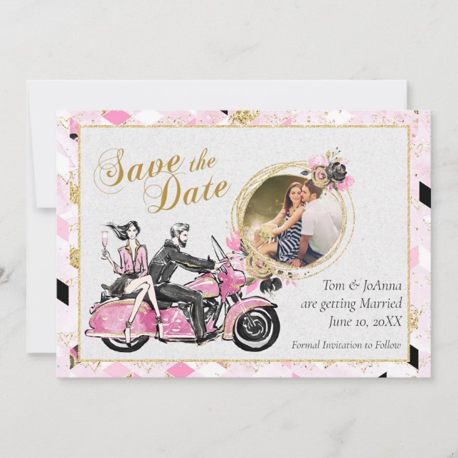 Romantic Motorcycle Save the Date (Front)