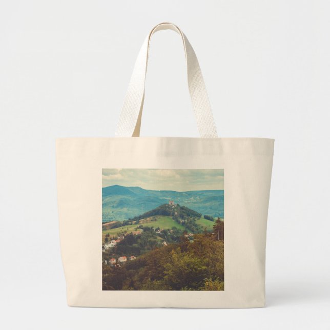Romantic mountain landscape large tote bag (Front)