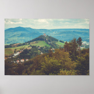 Romantic mountain landscape poster