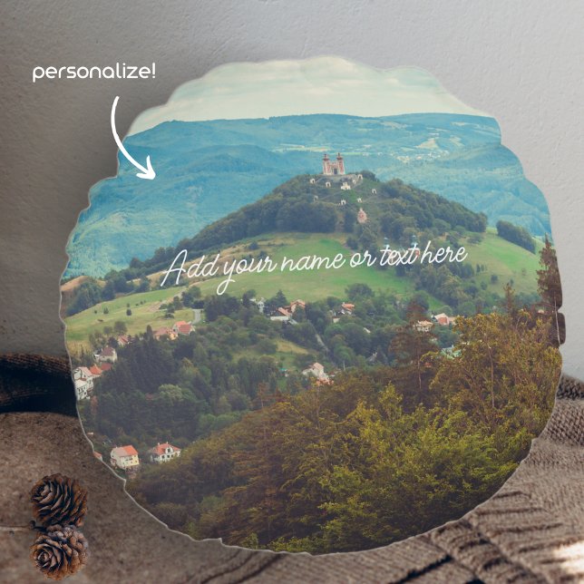 Romantic mountain landscape round cushion (Creator Uploaded)