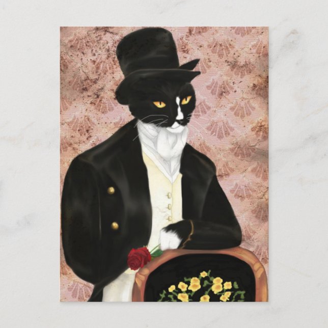 Romantic Mr Darcy Cat postcard (Front)