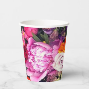 Romantic Multi-coloured Floral Paper Cups