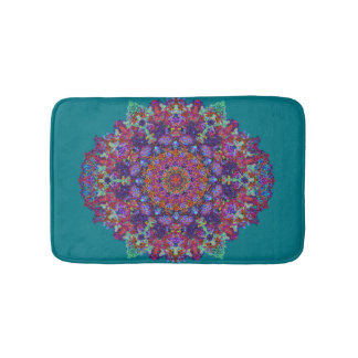 Romantic multi-coloured mandala ornament arabesque bath mat