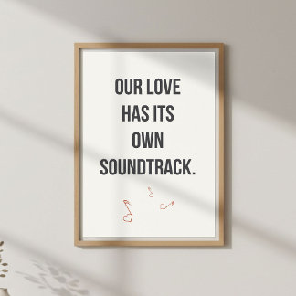 Romantic Music Quote Wall Art. Couple Bedroom Poster