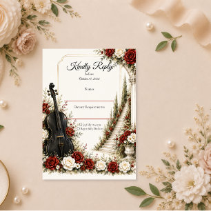 Romantic Musical Garden Elegance Wedding RSVP Card