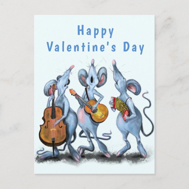 Romantic Musical Mouse Funny Valentine's Day Card (Front)