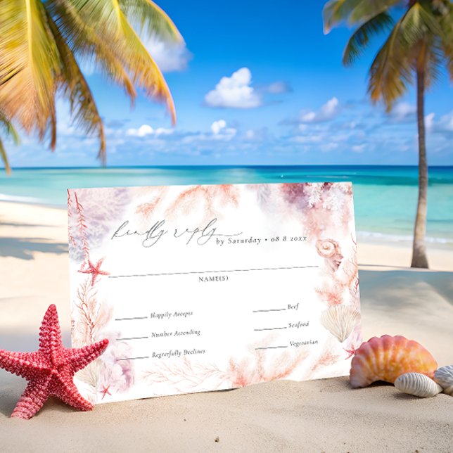 Romantic Nautical Wedding Meal Choice RSVP Card (Creator Uploaded)