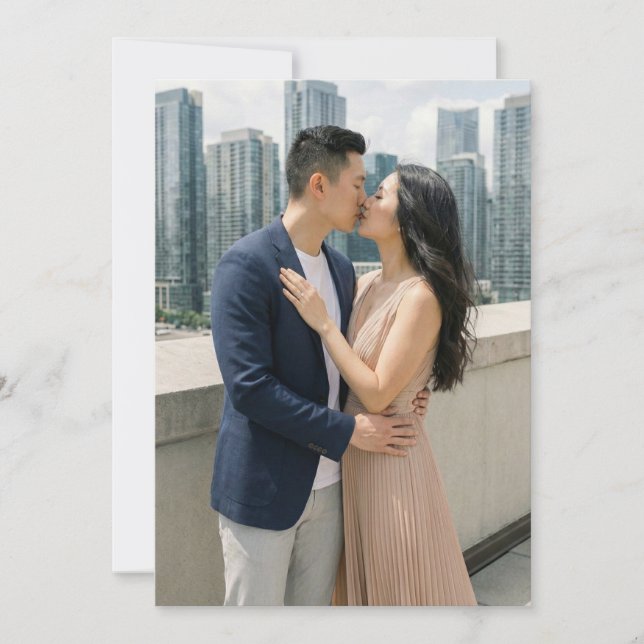 Romantic Navy Beige Photo Invitation (Front)