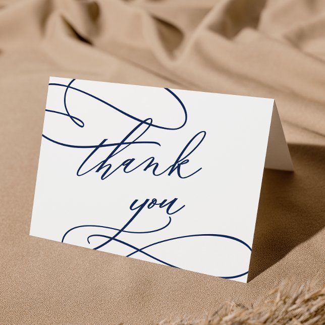 Romantic Navy Blue Calligraphy Thank You Card (Creator Uploaded)