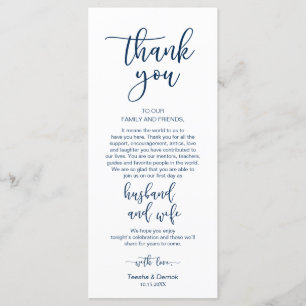 Romantic Navy Blue, Place Setting Thank You Card