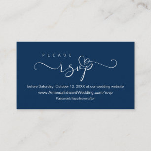Romantic, Navy Blue, Wedding Online RSVP, reminder Enclosure Card