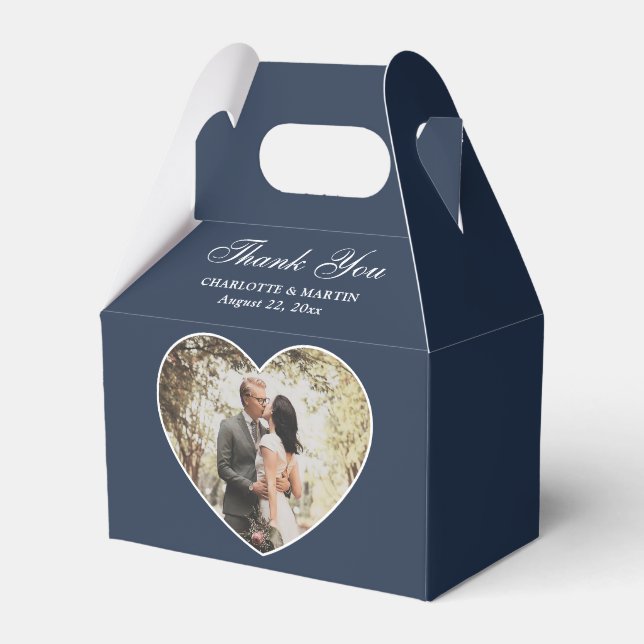 Romantic Navy Blue Wedding Photo Favour Box (Front Side)