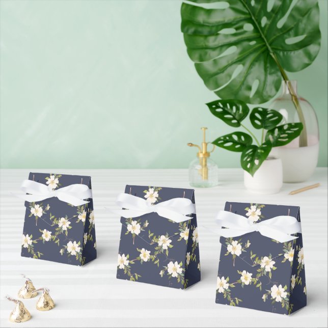 Romantic Navy Blue White Floral  Favour Box (Multiple)